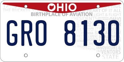 OH license plate GRO8130