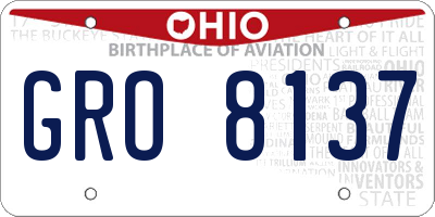 OH license plate GRO8137
