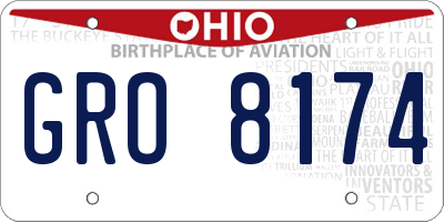 OH license plate GRO8174
