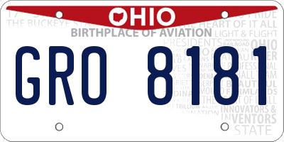 OH license plate GRO8181