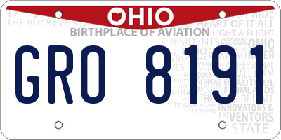 OH license plate GRO8191