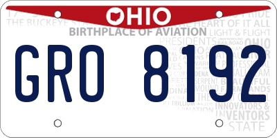 OH license plate GRO8192