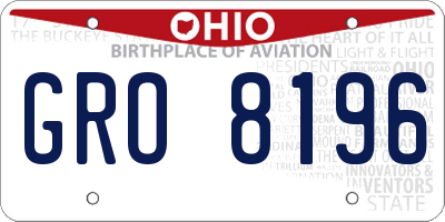 OH license plate GRO8196