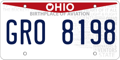 OH license plate GRO8198