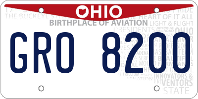 OH license plate GRO8200