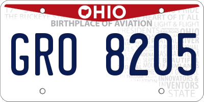 OH license plate GRO8205