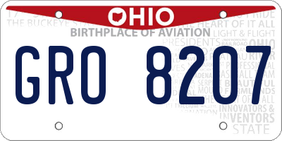 OH license plate GRO8207