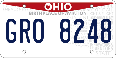 OH license plate GRO8248