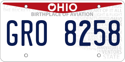 OH license plate GRO8258