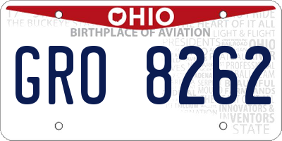 OH license plate GRO8262