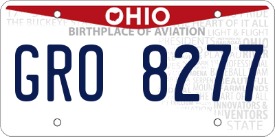 OH license plate GRO8277