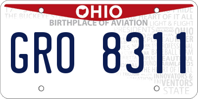 OH license plate GRO8311