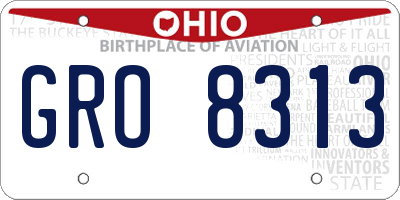 OH license plate GRO8313