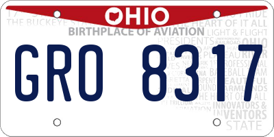 OH license plate GRO8317