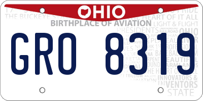 OH license plate GRO8319