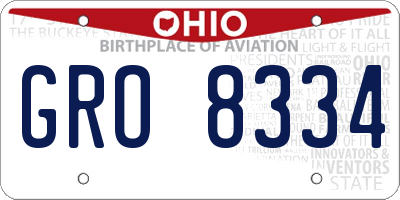 OH license plate GRO8334