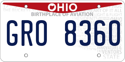 OH license plate GRO8360