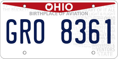 OH license plate GRO8361