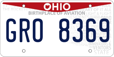 OH license plate GRO8369