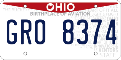 OH license plate GRO8374