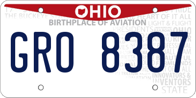OH license plate GRO8387
