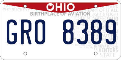 OH license plate GRO8389