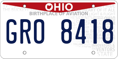 OH license plate GRO8418
