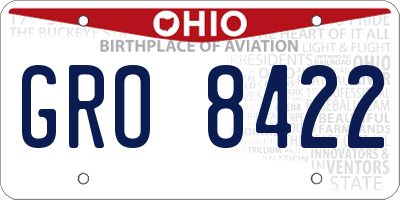 OH license plate GRO8422