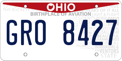 OH license plate GRO8427