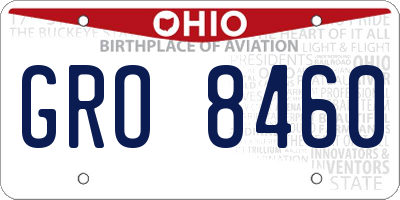 OH license plate GRO8460