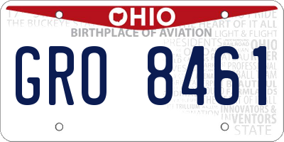 OH license plate GRO8461