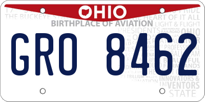 OH license plate GRO8462