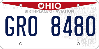 OH license plate GRO8480