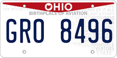OH license plate GRO8496