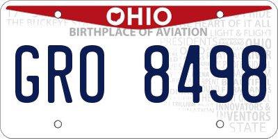 OH license plate GRO8498