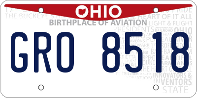 OH license plate GRO8518