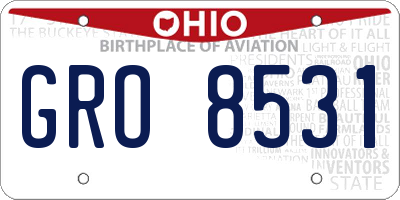 OH license plate GRO8531