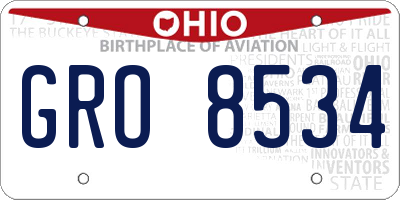 OH license plate GRO8534