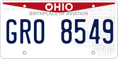 OH license plate GRO8549