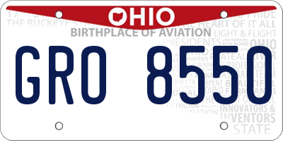 OH license plate GRO8550