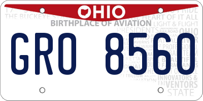 OH license plate GRO8560