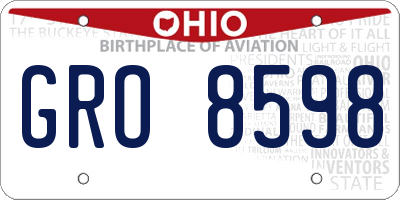 OH license plate GRO8598