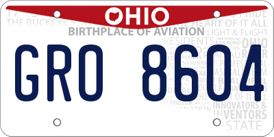 OH license plate GRO8604
