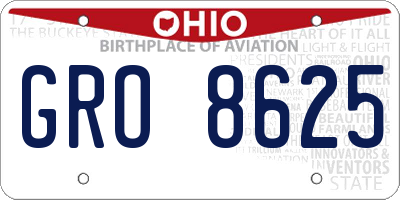 OH license plate GRO8625