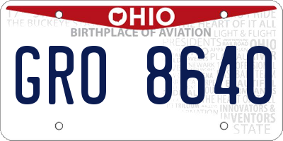 OH license plate GRO8640