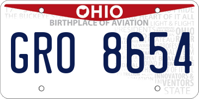OH license plate GRO8654