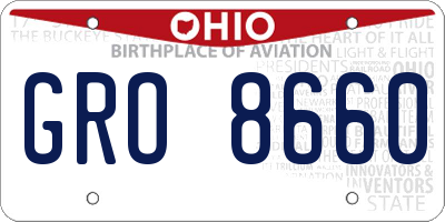 OH license plate GRO8660
