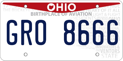 OH license plate GRO8666