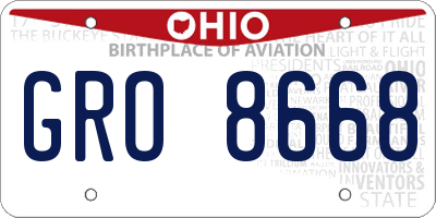 OH license plate GRO8668