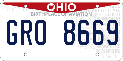 OH license plate GRO8669
